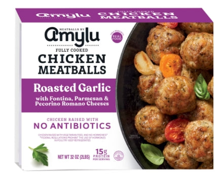 Amylu Roasted Garlic with Fontina, Parmesan & Pecorino Romano Cheese Chicken Meatballs