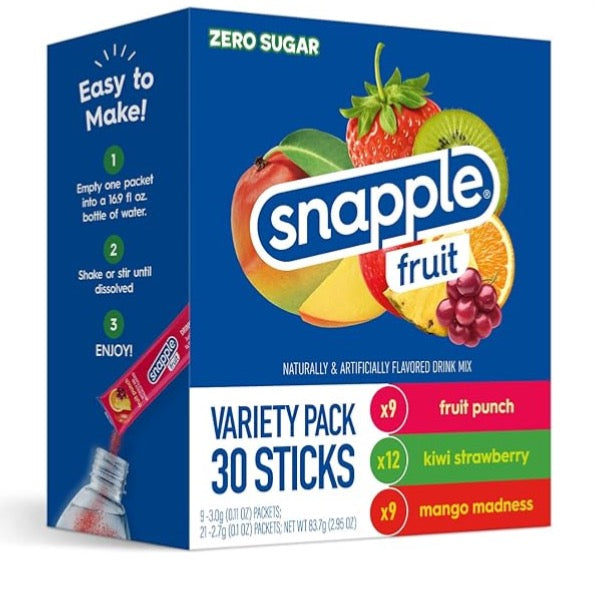 Snapple Powder Drink Mix Variety Pack - 30 Powder Sticks