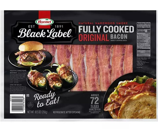 Hormel Black Label Fully Cooked Bacon 72 ct