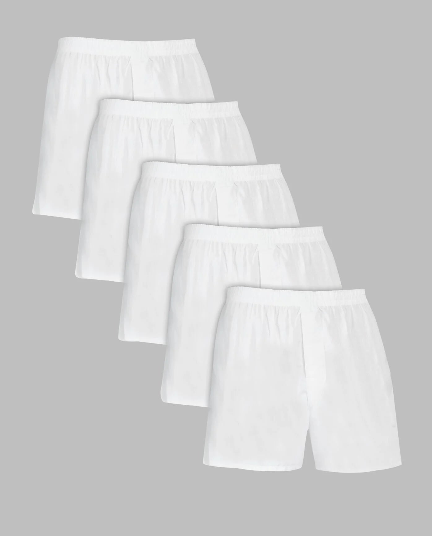 Men's Relaxed Fit Boxers, White 5 Pack