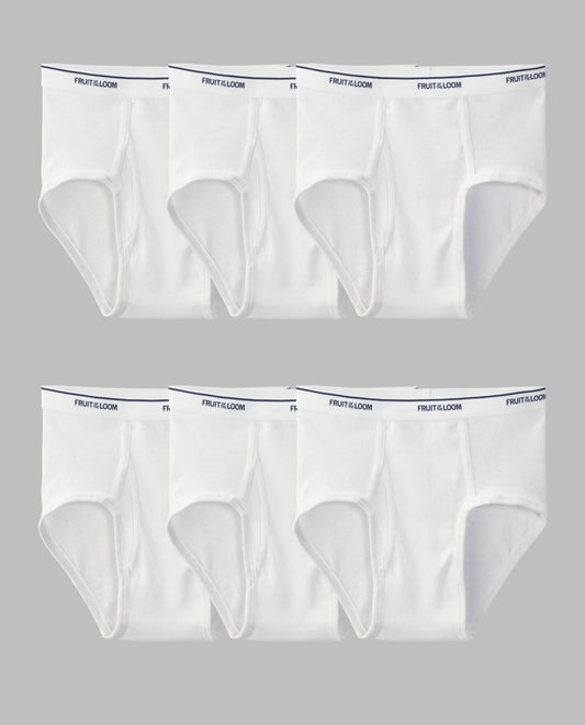 Men's Cotton Briefs, White 6 Pack