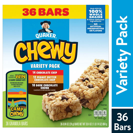 Quaker Chewy Granola Variety Pack - 36 Bars