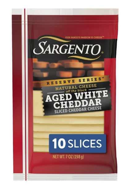 Sargento Reserve Series Sliced Aged White Natural Cheddar Cheese, 10 slices