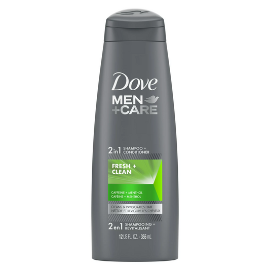 Dove Men + Care Champú y acondicionador 2 en 1, 12 oz, paquete de 2