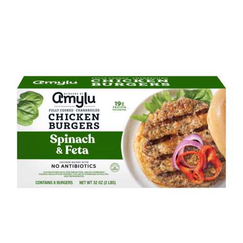 Amylu Spinach & Feta Chicken Burger 8 ct