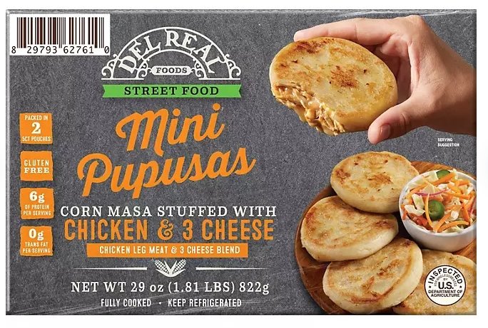 Del Real Foods Chicken and 3 Cheese Mini Pupusas, 10 ct