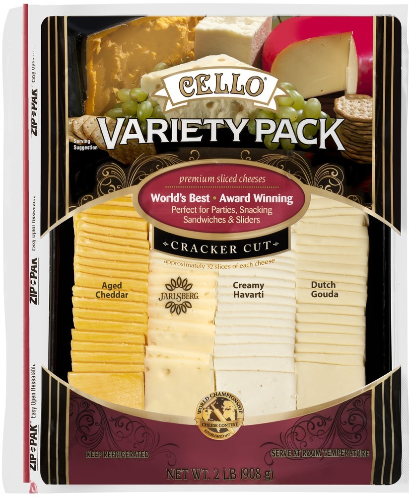 Cello Cracker Cut Cheese Tray, Variety Pack, 2 lbs