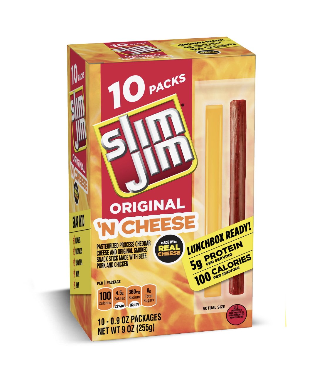 Slim Jim Smoked Meat & Cheese  9 oz - 10 pk