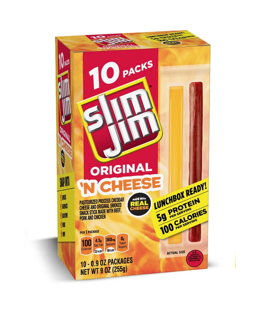 Slim Jim Smoked Meat & Cheese  9 oz - 10 pk