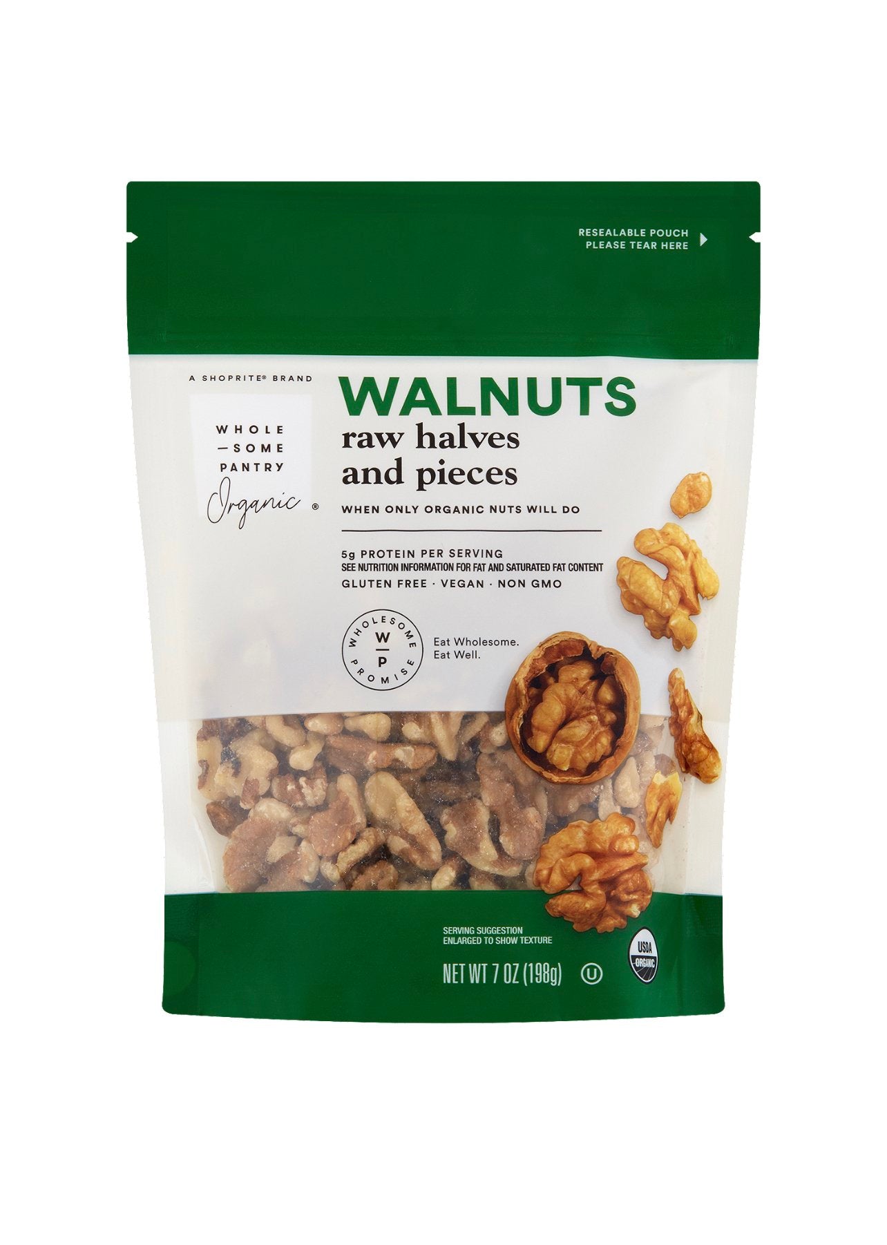 Wholesome Pantry Organic Raw Halves and Pieces Walnuts, 7 oz