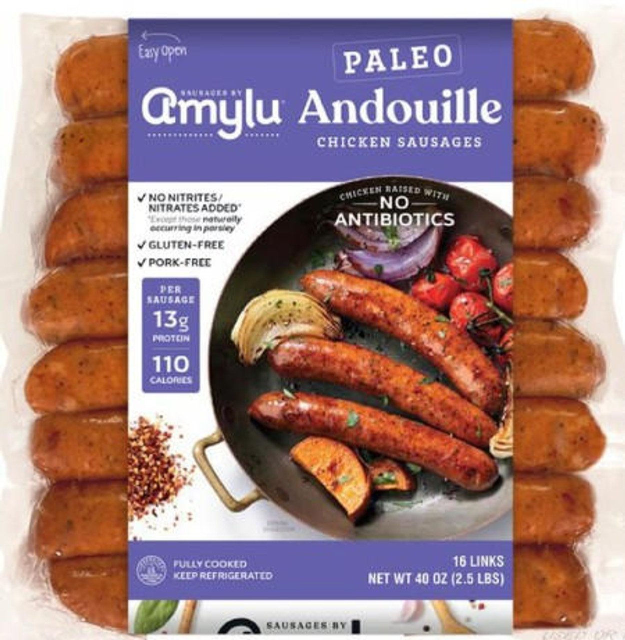 AmyLu Pork Free Andouille Chicken Sausages- 40 oz