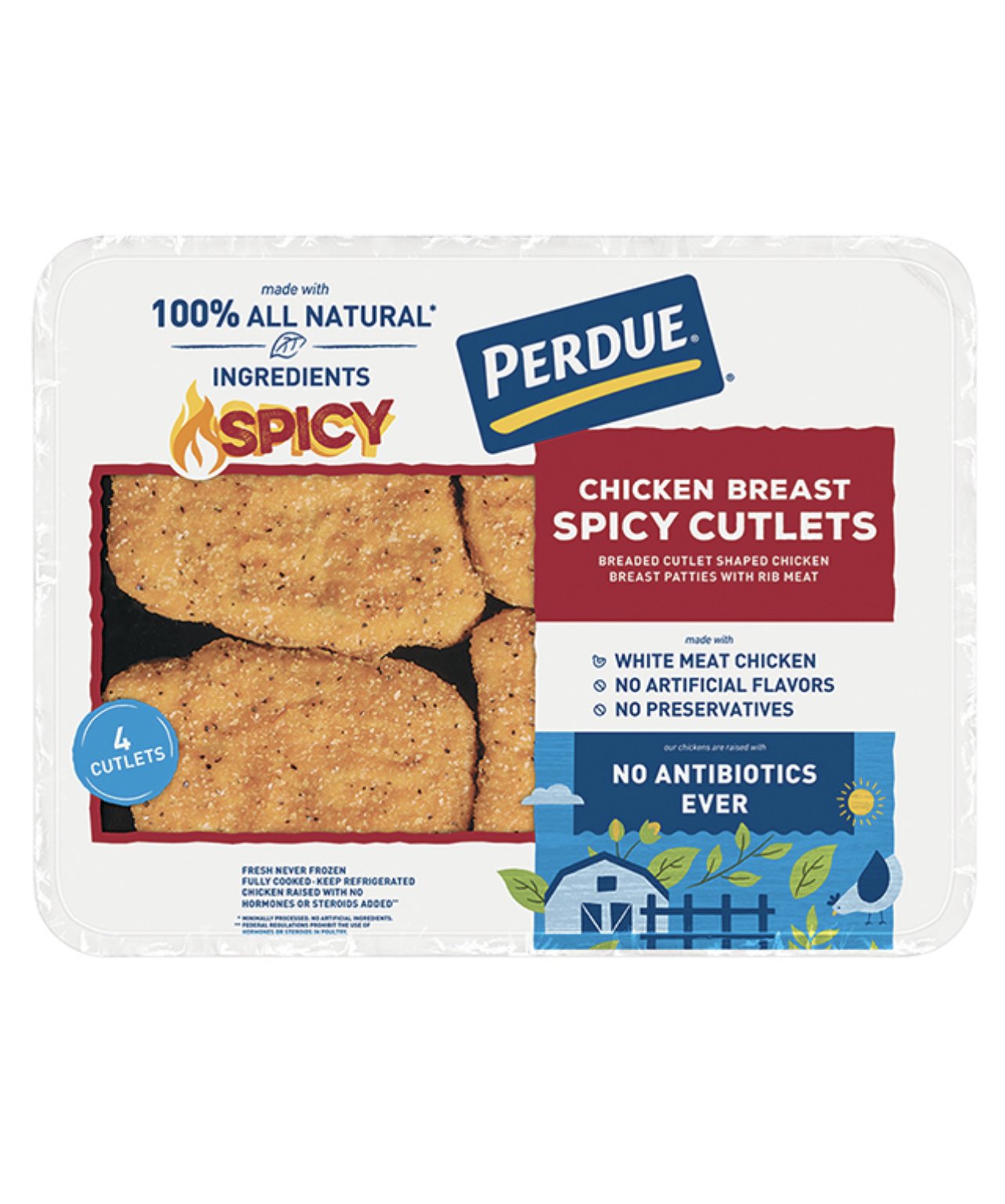 Perdue Chicken Breast Spicy Cutlet 12 oz -  4 pk