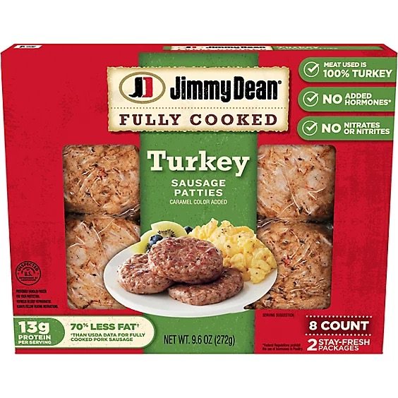 Jimmy Dean Fully Cooked Turkey Sausage Patties 8 count 9.6oz