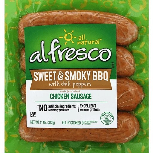 Al Fresco Sweet and Smoky BBQ with Chili Peppers Chicken Sausage 11 oz