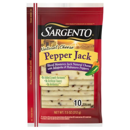 Sargento Cheese Pepper Jack Sliced 10 ct - 7.5 oz