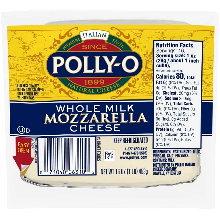 Pollo-O Mozzarella Cheese Chunk with Whole Milk 16 oz