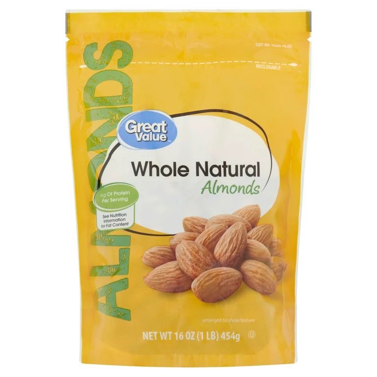 Great Value Whole Natural Almonds 16 oz