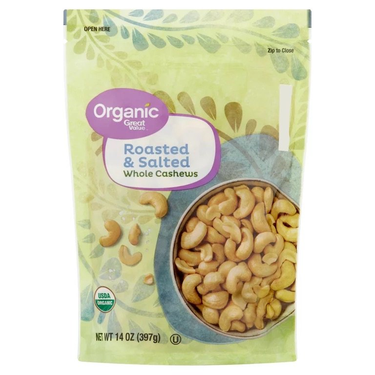 Organic Great Value Cashews 14 oz - Choose your Flavor