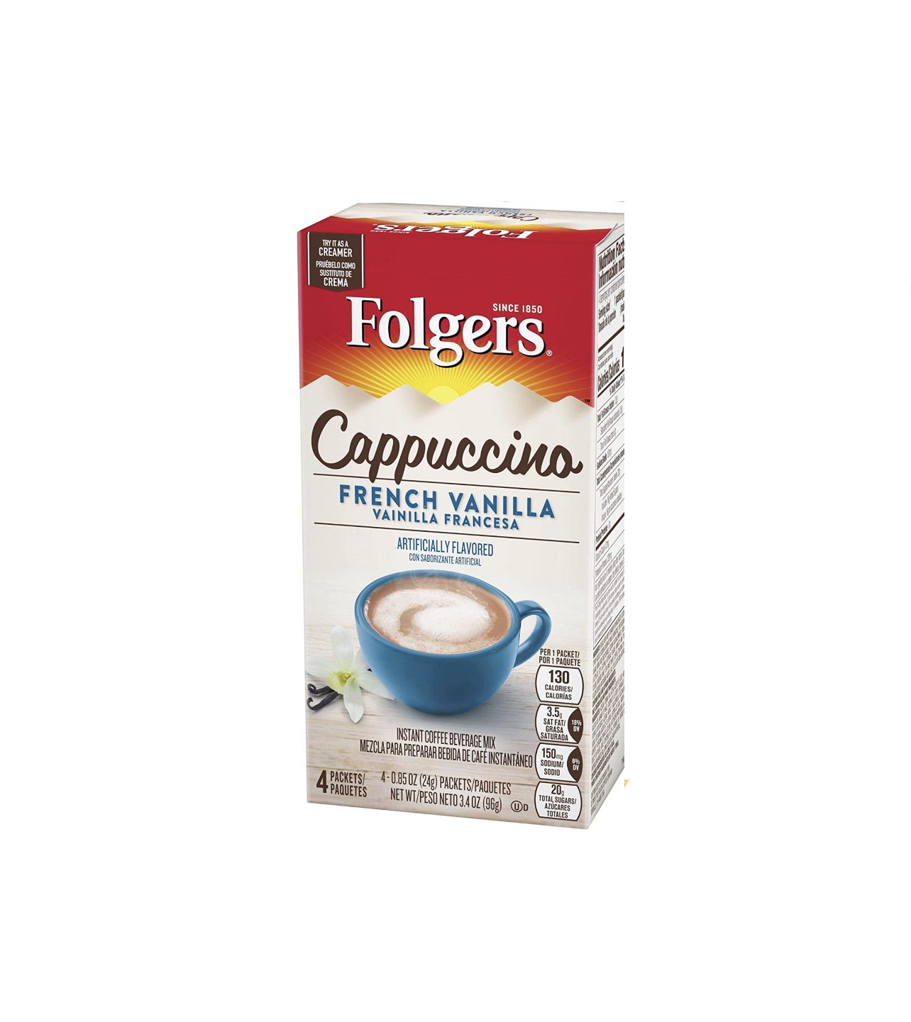 Folgers Cappuccino French Vanilla 4 packers - 3.4 oz