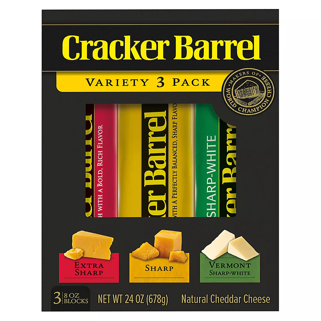 Cracker Barrel Cheddar Cheese Variety Pack, 3 pk./8 oz.