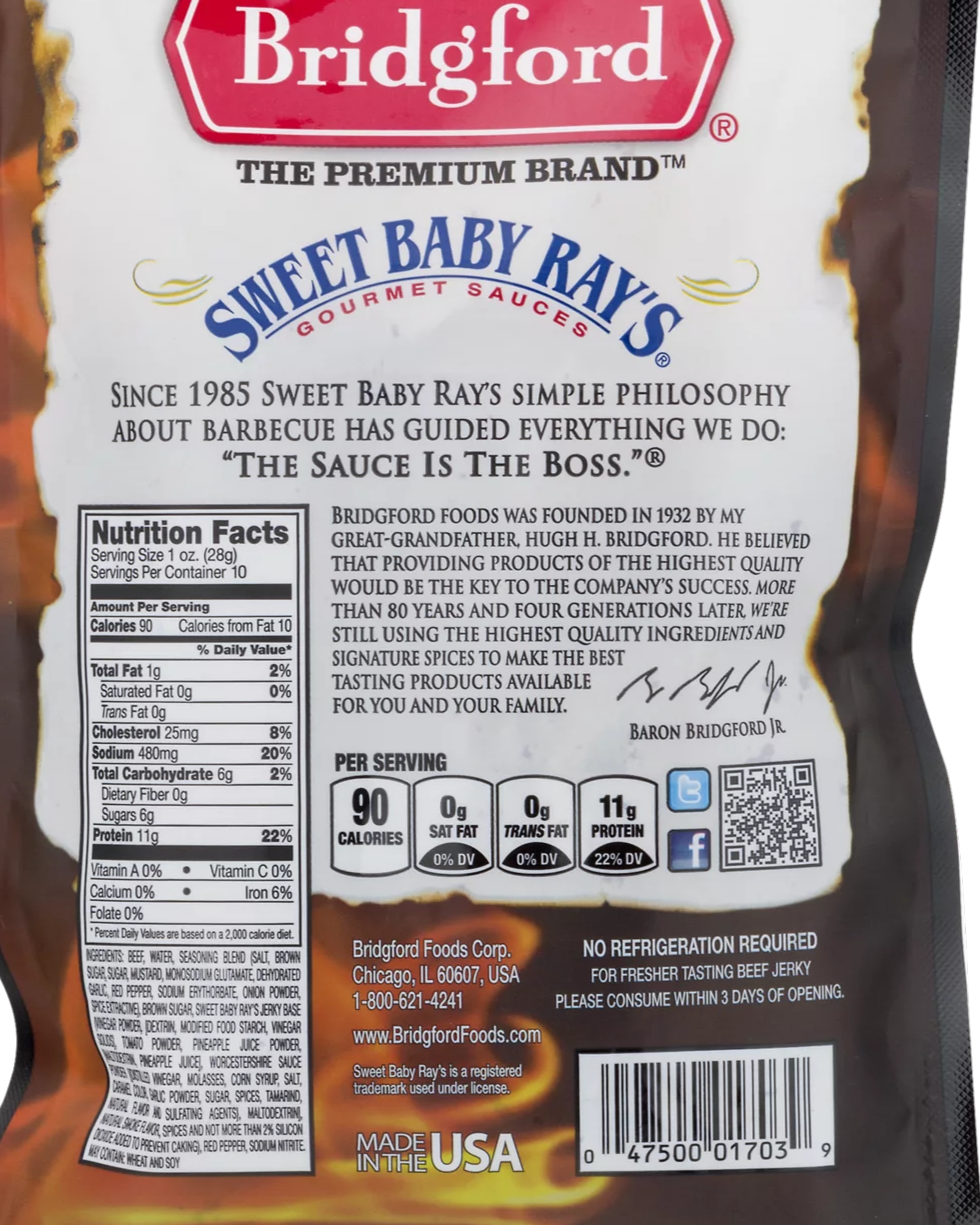 Bridgford Sweet Baby Ray’s Sweet ‘N Spicy Beef Jerky 10 oz